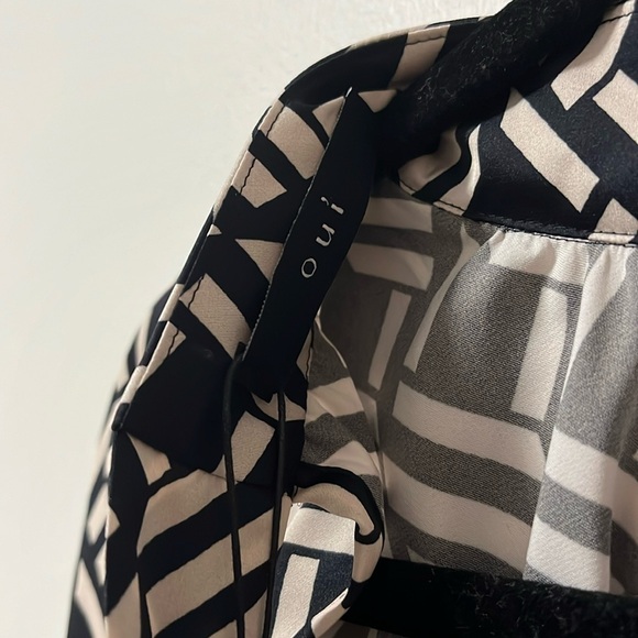 NWT OUI Satin Blouse - Camel/Black - Size 4 (EU 34) - Picture 8 of 10